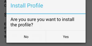 Potvrďte instalaci profilu kliknitím na talčítko "Yes".